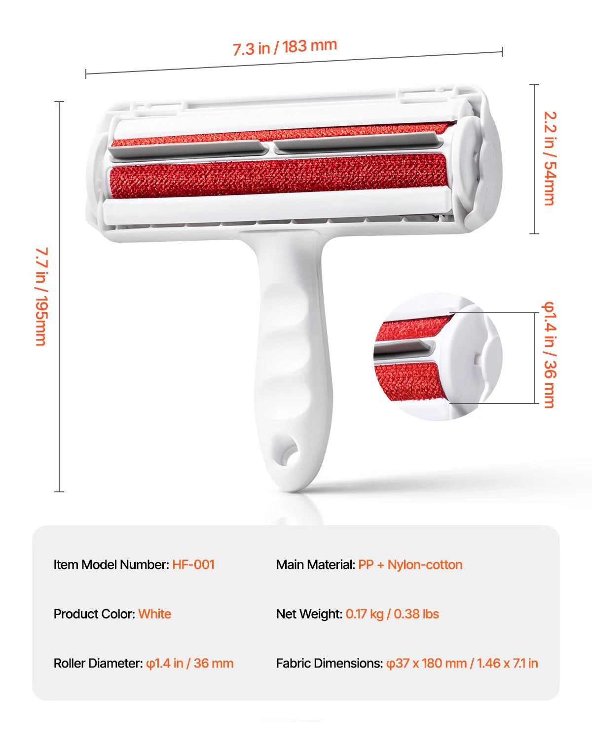 Pet Hair Remover Roller Reusable Dual-sided Lint Roller for Furniture Clothes